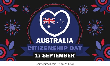 Australia Citizenship Day vector banner design with geometric shapes and vibrant colors on a horizontal background. Happy Australia Citizenship Day day modern minimal poster.