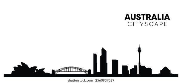 Australia cityscape silhouette vector on white isolated 