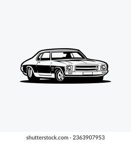 Australia Classic Muscle Car Vector Art Silhouette Monochrome Isolated