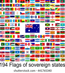 Australia, collection of vector images of flags of the world