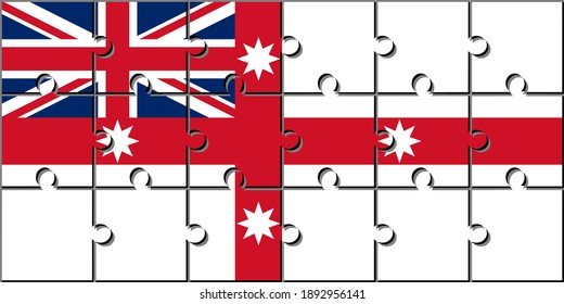 bandera colonial australia hecha con piezas de rompecabezas. proporción 1:2
