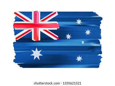 Australia colorful brush strokes painted national country Australian flag icon. Painted texture.