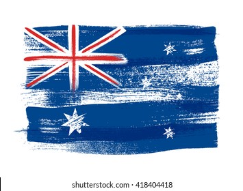 Australia colorful brush strokes painted national country Australian flag icon. Painted texture.