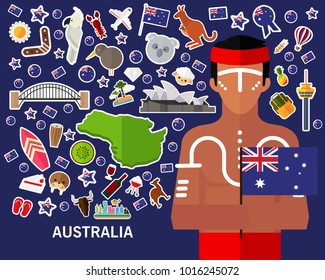 Australia concept background .Flat icons