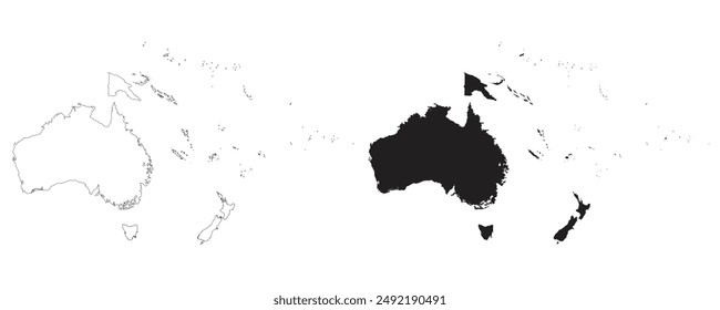 Australia Continent Blank map isolated on white stock vector