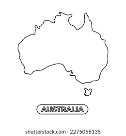 Australia continent blind map outline icon, vector illustration symbol template in trendy style. Editable graphic resources for many purposes.