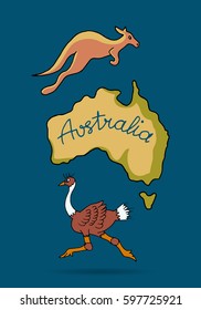 Australia continent in doodle style