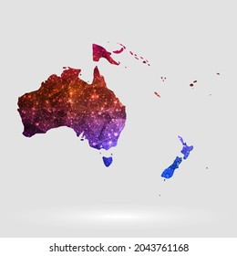 Australien Kontinentaler Kartenhintergrund im polygonalen Stil. Vektorgrafik Low-Poly-bunter Australien Kontinent Karte von einzeln. Vektor EPS10