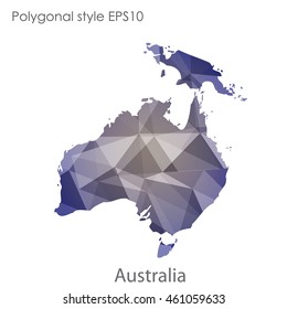 Australia continent map in geometric polygonal style.Abstract triangle,modern design background.Vector illustration EPS10