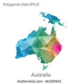 Australia continent map in geometric polygonal style.Abstract triangle,modern design background.Vector illustration EPS10