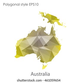 Australia continent map in geometric polygonal style.Abstract triangle,modern design background.Vector illustration EPS10