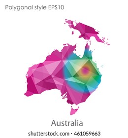 Australia continent map in geometric polygonal style.Abstract triangle,modern design background.Vector illustration EPS10