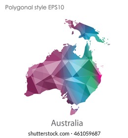 Australia continent map in geometric polygonal style.Abstract triangle,modern design background.Vector illustration EPS10