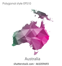 Australia continent map in geometric polygonal style.Abstract triangle,modern design background.Vector illustration EPS10
