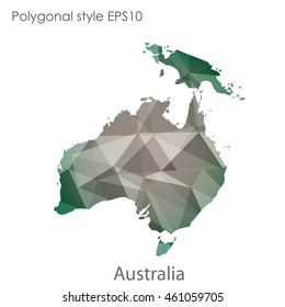 Australia continent map in geometric polygonal style.Abstract triangle,modern design background.Vector illustration EPS10