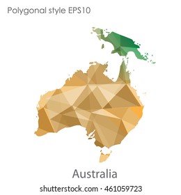 Australia continent map in geometric polygonal style.Abstract triangle,modern design background.Vector illustration EPS10