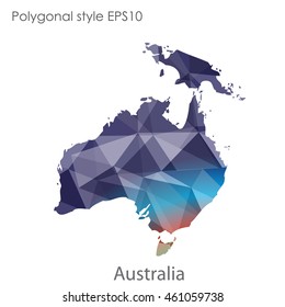 Australia continent map in geometric polygonal style.Abstract triangle,modern design background.Vector illustration EPS10