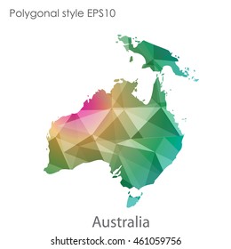 Australia continent map in geometric polygonal style.Abstract triangle,modern design background.Vector illustration EPS10