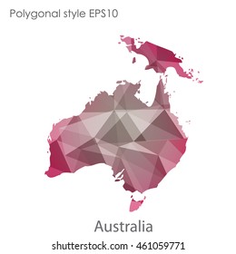 Australia continent map in geometric polygonal style.Abstract triangle,modern design background.Vector illustration EPS10