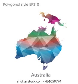 Australia continent map in geometric polygonal style.Abstract triangle,modern design background.Vector illustration EPS10