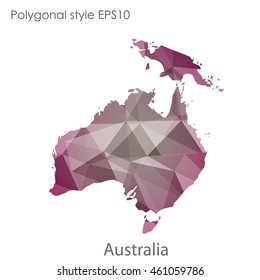 Australia continent map in geometric polygonal style.Abstract triangle,modern design background.Vector illustration EPS10