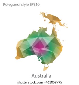 Australia continent map in geometric polygonal style.Abstract triangle,modern design background.Vector illustration EPS10
