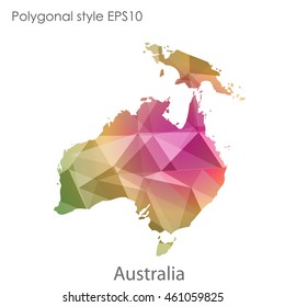 Australia continent map in geometric polygonal style.Abstract triangle,modern design background.Vector illustration EPS10