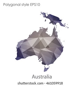 Australia continent map in geometric polygonal style.Abstract triangle,modern design background.Vector illustration EPS10