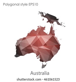 Australia continent map in geometric polygonal style.Abstract triangle,modern design background.Vector illustration EPS10