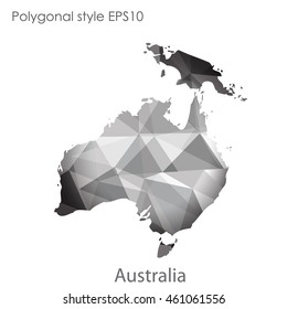 Australia continent map in geometric polygonal style.Abstract triangle,modern design background.Vector illustration EPS10