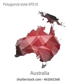 Australia continent map in geometric polygonal style.Abstract triangle,modern design background.Vector illustration EPS10