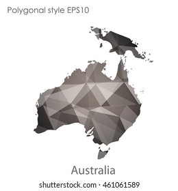 Australia continent map in geometric polygonal style.Abstract triangle,modern design background.Vector illustration EPS10