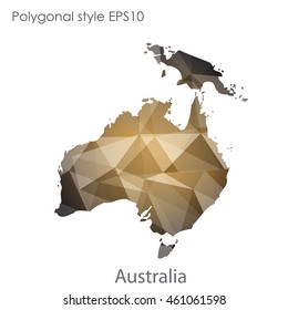 Australia continent map in geometric polygonal style.Abstract triangle,modern design background.Vector illustration EPS10