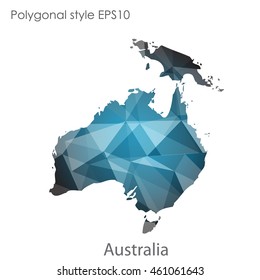 Australia continent map in geometric polygonal style.Abstract triangle,modern design background.Vector illustration EPS10