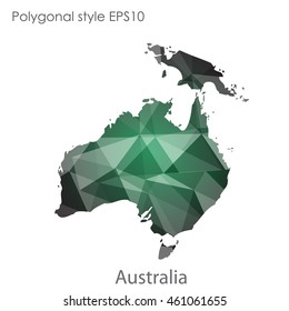 Australia continent map in geometric polygonal style.Abstract triangle,modern design background.Vector illustration EPS10