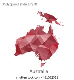 Australia continent map in geometric polygonal style.Abstract triangle,modern design background.Vector illustration EPS10