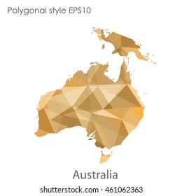 Australia continent map in geometric polygonal style.Abstract triangle,modern design background.Vector illustration EPS10