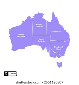 Mapa vetorial do continente australiano isolado sobre fundo transparente