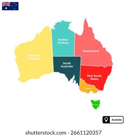 Mapa de Vector del continente de Australia aislado en fondo transparente