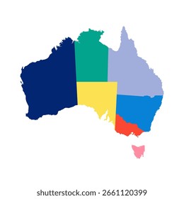 Mapa de Vector del continente de Australia aislado en fondo transparente