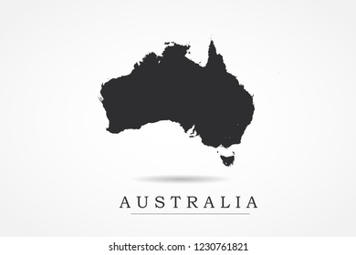Australia Continental Map- World Map International vector template with black color isolated on white background - Vector illustration eps 10