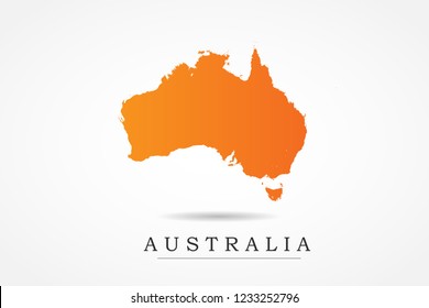Australia Continental Map- World Map International vector template with Orange gradient color isolated on white background - Vector illustration eps 10