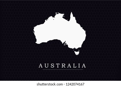 Australia Continental Map- World Map International vector template with White Color isolated on hexagon background - Vector illustration eps 10