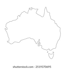  Australia country countour map. Land Silhouette. Vector illustration