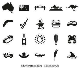 Australia Country & Culture Icons Black & White Set Big
