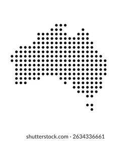 Australia country dotted map. Black spot pixel illustration isolated on white background. Vector circle mosaic.