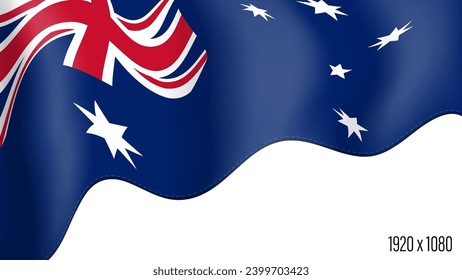 Australia country flag realistic independence day background. Australian commonwealth banner in motion waving, fluttering in wind. Festive patriotic HD format template for independence day