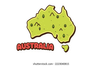 Australia country map concept design vector icon cartoon illustration