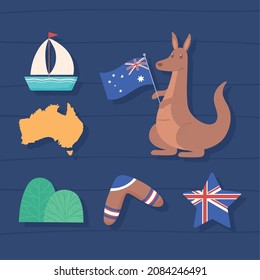 australia country map and flag