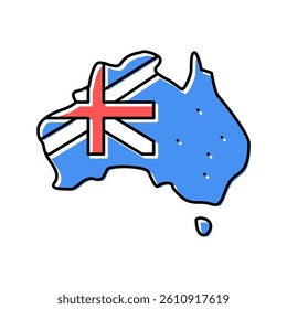 australia country map flag color icon vector. australia country map flag sign. isolated symbol illustration